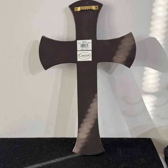 Decorative Brown and Silver Wall Cross with Turquoise Accents - Picture 2 of 2